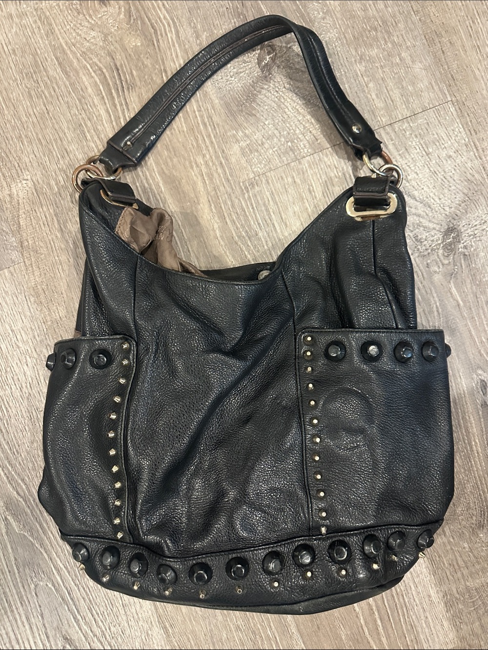 Vince Camuto Black Studded Hobo Bag - Women